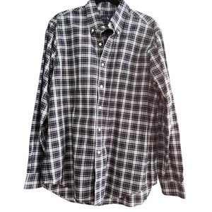 Ralph Lauren Mens' Red White Blue Plaid Polo Button Down Long Sleeve Shirt EUC L